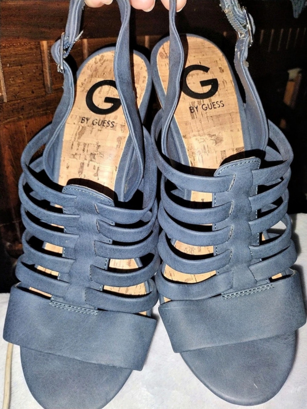 GUESS Strappy Heeled Sandals in Blue